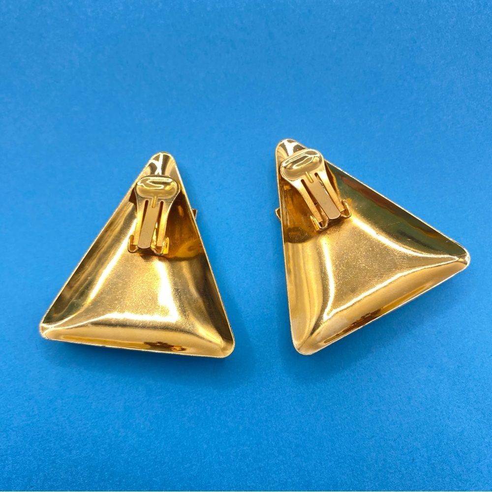 Vintage Anchor Rhinestones On Enameled Gold Tone Chunky Huge Earrings 80's Clips - Picture 4 of 7